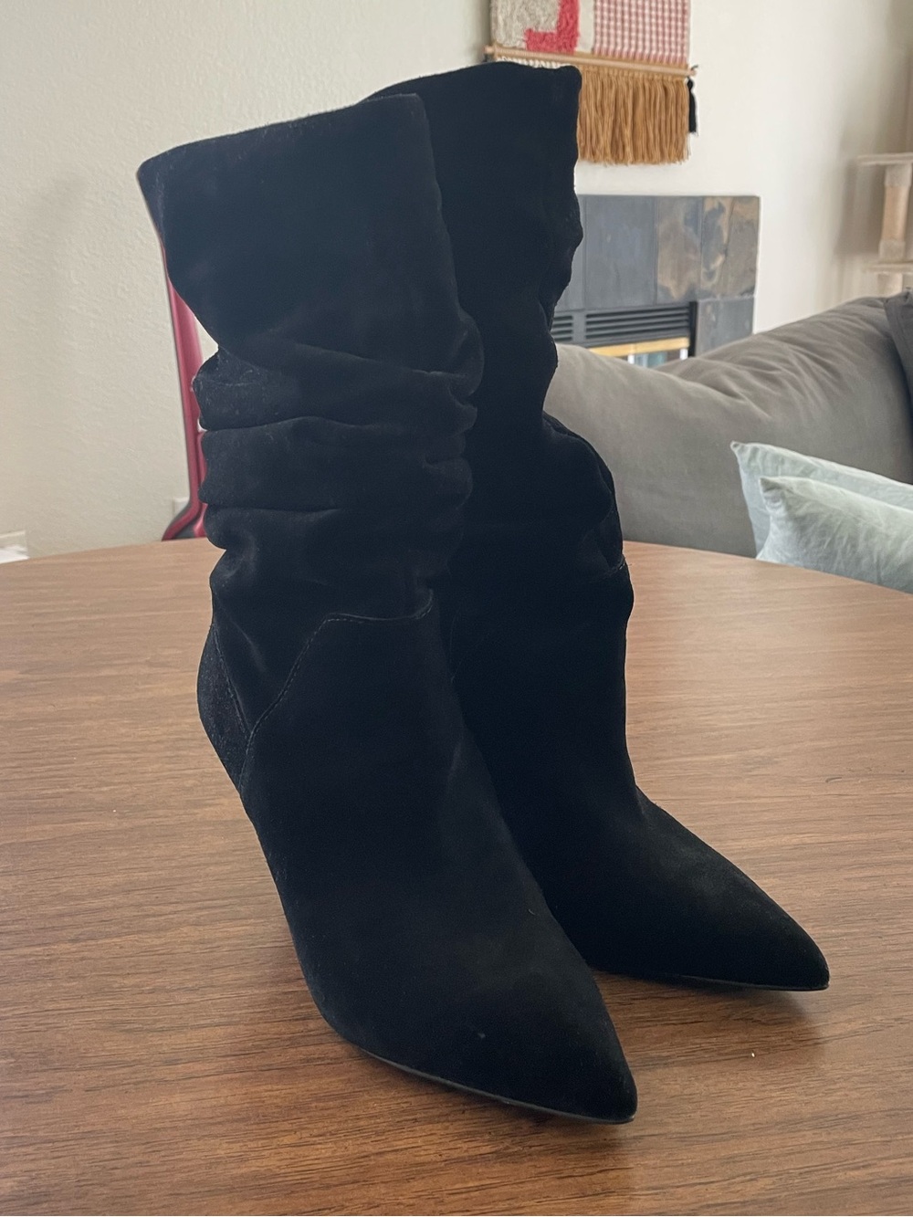 ALDO Black Suede Slouchy Pointed-Toe Boots